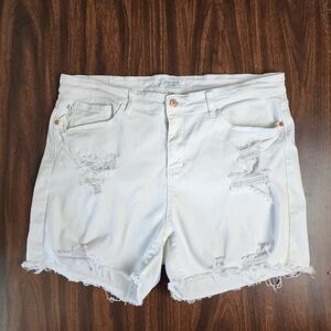 Judy Blue White Distressed Jean Shorts Stretchy Denim Size 3XL
